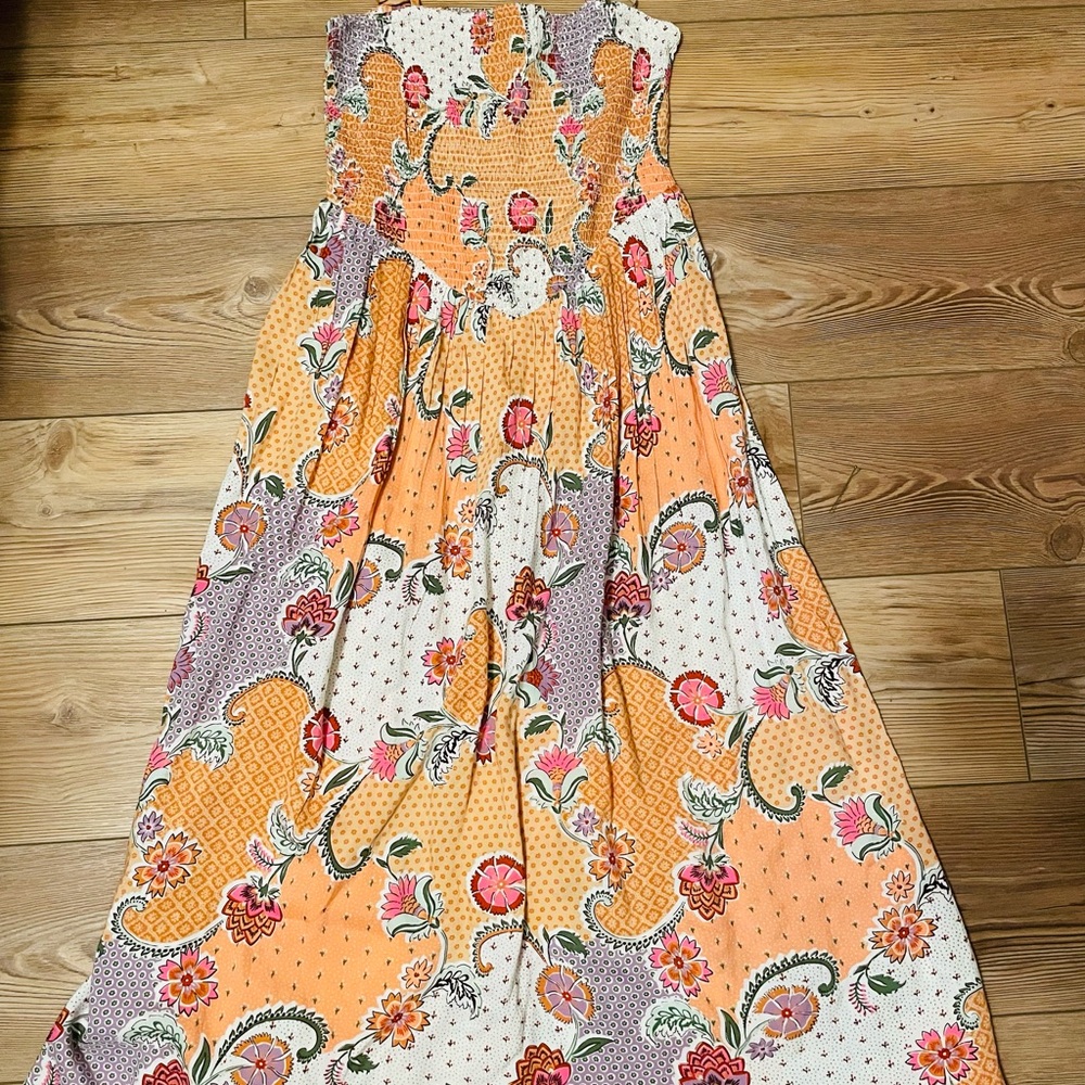 Patrons of Peace Floral Smocked Dress - Orange and Purple